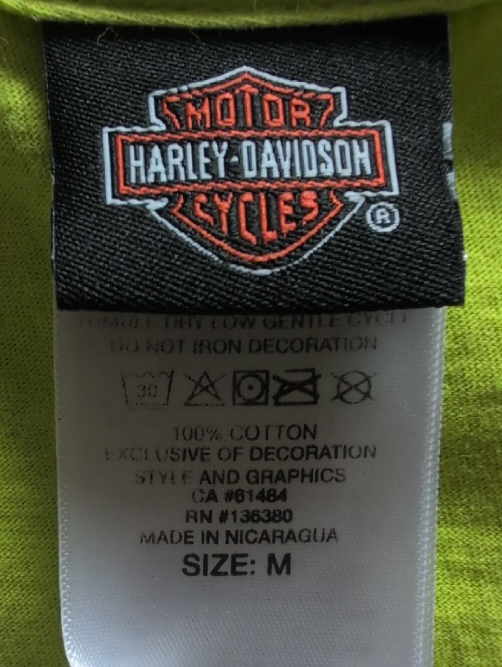 Harley-Davidson Neon Lime V-Neck Tee with Metallic Logo - Picture 4 of 4